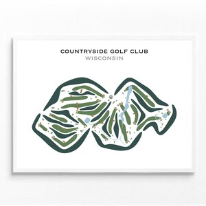 Countryside Golf Club, WI / Mapa del campo de golf, mapa de golf, regalo de golfista para él, diseño de tarjeta de puntuación, regalo de novio golfista, impresión artística SIN MARCO