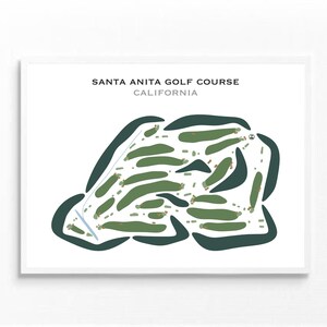 Parcours de golf de Santa Anita, Californie | Carte du parcours de golf, carte du golf, cadeau golfeur pour lui, mise en page de la carte de score, cadeau petit ami golfeur, impression d'art sans cadre