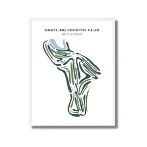 Grayling Country Club, Michigan | Golf Course Map, Golf Map, Golfer Gift For Him,Scorecard Layout,Golfer Boyfriend Gift,Art Print Decor