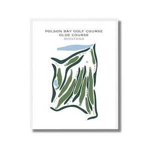 Campo de golf Polson Bay Olde Course, MT / Mapa del campo de golf, mapa de golf, regalo para golfistas, diseño de tarjeta de puntuación, regalo para novios golfistas, impresión artística SIN MARCO
