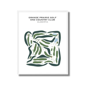 Grande Prairie Golf & Country Club, AB | Carte du parcours de golf, carte du golf, cadeau golfeur pour lui, carte de pointage, cadeau petit ami golfeur, impression d'art sans cadre