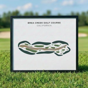 Campo de golf Brea Creek, California / Mapa del campo de golf, Mapa de golf, Regalo para golfista, Diseño de tarjeta de puntuación, Regalo para novio golfista, Decoración con láminas artísticas