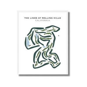 The Links à Rolling Hills, Californie | Carte du terrain de golf, carte du golf, cadeau golfeur pour lui, mise en page de la carte de score, cadeau petit ami golfeur, impression d'art sans cadre