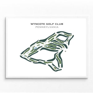 Wyncote Golf Club, PA / Mapa del campo de golf, mapa de golf, regalo de golfista para él, diseño de tarjeta de puntuación, regalo de novio golfista, impresión artística SIN MARCO
