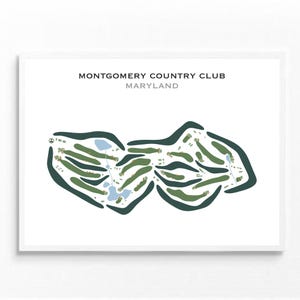 Montgomery Country Club, MD / Mapa del campo de golf, mapa de golf, regalo de golfista para él, diseño de tarjeta de puntuación, regalo de novio golfista, impresión artística SIN MARCO