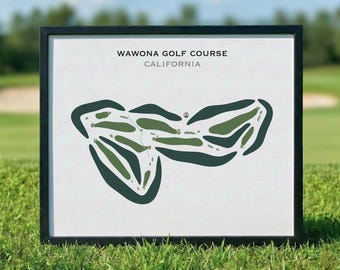 Wawona Golf Course, California | Golf Course Map, Golf Map, Golfer Gift For Him, Scorecard Layout, Golfer Boyfriend Gift, Art Print Decor