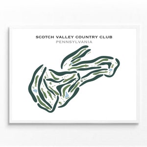 Scotch Valley Country Club, Pennsylvania | Golfbaankaart, golfmuurdecoratie, vadercadeau, echtgenoot golfer | Kunstafdruk in aquarelstijl Niet ingelijst