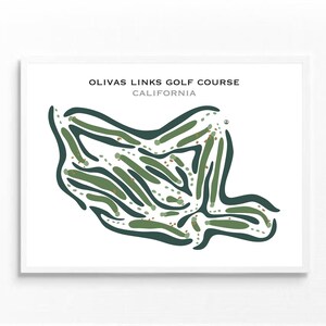 Olivas Links Golf Course, Californië | Kaart golfbaan, golfliefhebber jubileumcadeau, gepersonaliseerde golfcadeaus, cadeau golfer vader, cadeau golfer decor