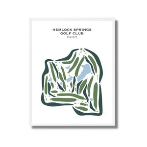Hemlock Springs Golf Club | Carte du parcours de golf, carte du golf, cadeau golfeur pour lui, mise en page de la carte de score, cadeau petit ami golfeur, impression d'art sans cadre