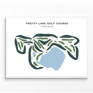 Parcours de golf de Pretty Lake, IN | Carte du parcours de golf, carte du golf, cadeau golfeur pour lui, mise en page de la carte de score, cadeau petit ami golfeur, impression d'art sans cadre