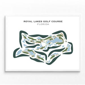 Parcours de golf Royal Lakes, Floride | Carte du parcours de golf, carte du golf, cadeau golfeur pour lui, mise en page de la carte de score, cadeau petit ami golfeur, impression d'art sans cadre