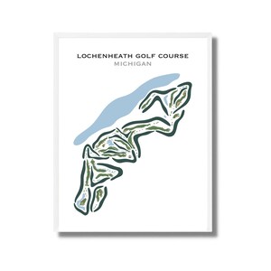 LochenHeath Golf Club, Griffin Green |, Golf Platz Karte, Golf Geschenke für Papa, Golfer Dekor, Golf Wand Kunst | Aquarell Style Kunstdruck Kein gerahmt