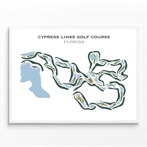 Cypress Links-golfbaan, Florida, golfbaankaart, golfdecor voor thuis en op kantoor, beste golfkunstdruk, scorekaartlay-out, kunstafdruk INGELIJSTE