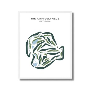 The Farm Golf Club, Géorgie | Carte du parcours de golf, carte du golf, cadeau golfeur pour lui, mise en page de la carte de score, cadeau petit ami golfeur, impression d'art sans cadre