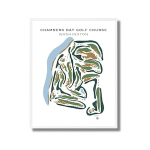 Chamrner Bay Golf Platz WA Drucke | Golf Club Map Man Cave Wandkunst, Golfspieler Geschenk, Spielzimmer Wanddeko, Golf Poster Bürodeko