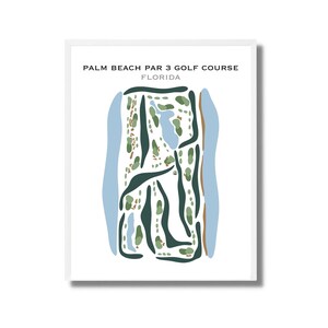 Palm Beach Par 3, FL, arte de pared de campo de golf, regalo de decoración de golfista, regalo de aniversario para papá golfista, regalo para amantes del golf, impresión de acuarela