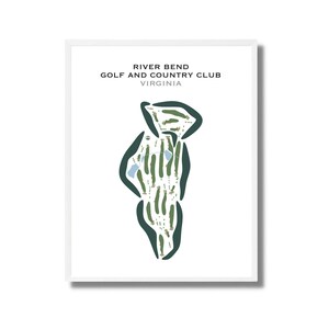 River Bend Golf & Country Club, Virginia | Golfbaankaart, decor, golfer cadeau voor hem, scorecardlay-out, cadeau golfer vriendje, kunstdruk INGELIJST