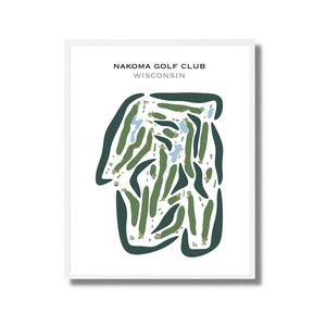Nakoma Golf Club, Wisconsin | Kunstdruck, Golf Karte, Golf Karte, Golf Karte, Score Karte, Golf Karte, Kunstdruck UNGERAHMT, für Sie und Ihn