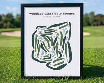 Woodley Lakes Golf Course, CA | Golf Course Map, Golf Map, Golfer Gift For Him, Scorecard Layout, Golfer Boyfriend Gift, Art Print Decor