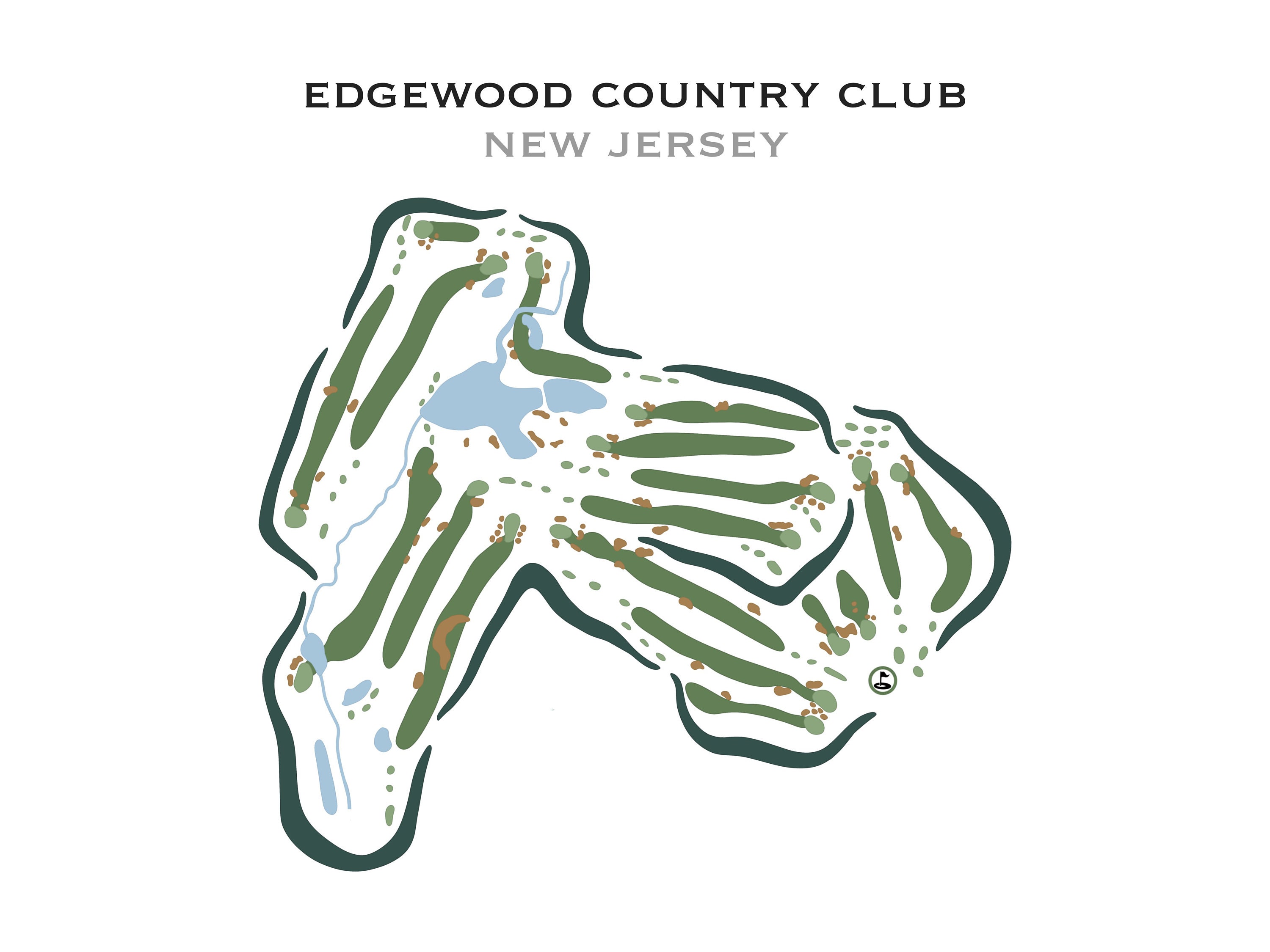 Edgewood Country Club, NJ Golf Course Map, Home Decor, Golfer Gift for Him, Scorecard Layout