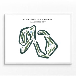 Alta Lake Golf Resort, Washington | Kaart van de golfbaan, golfcadeaus voor man, golfmuurkunst | Kunstafdruk in aquarelstijl, niet ingelijst