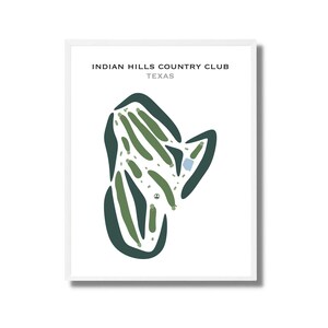 Indian Hills Country Club, TX / Mapa del campo de golf, mapa de golf, regalo para golfista, diseño de tarjeta de puntuación, regalo para novio golfista, lámina artística sin marco