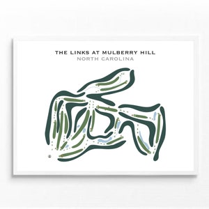 Links in Mulberry Hill, NC | Golfbaankaart, golfkaart, golfer cadeau voor hem, scorecardlay-out, cadeau golfer vriendje, kunstdruk INGELIJST