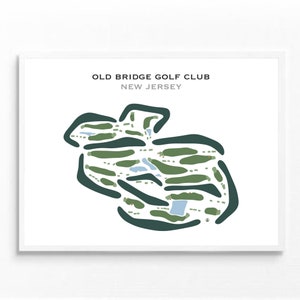 Old Bridge Golf Club, NJ / Mapa del campo de golf, mapa de golf, regalo de golfista para él, diseño de tarjeta de puntuación, regalo de novio golfista, impresión artística SIN MARCO