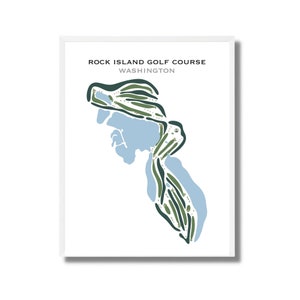 Rock Island Golf Platz, Washington, Golf Karte Druck, Golf Geschenke für Männer, Golf Wandkunst, Benutzerdefinierte Golf Geschenke, Golf Geschenke für Frauen, UNGERAHMT