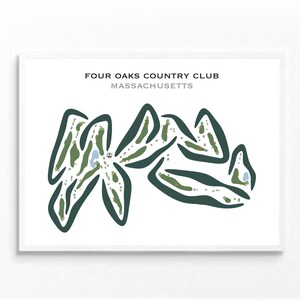 Four Oaks Country Club, MA / Mapa del campo de golf, mapa de golf, regalo de golfista para él, diseño de tarjeta de puntuación, regalo de novio golfista, impresión artística SIN MARCO