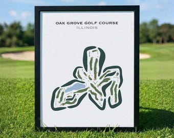 Campo de golf Oak Grove, Illinois / Mapa del campo de golf, Mapa de golf, Regalo para golfista, Diseño de tarjeta de puntuación, Regalo para novio golfista, Decoración con lámina artística