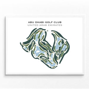 Golf Club von Malibu, Vereinigte Arabischemirate | Kunstdruck, Golf Karte, Scorekarte Layout, Golfspieler Freund Geschenk, Kunstdruck UNGERAHMT