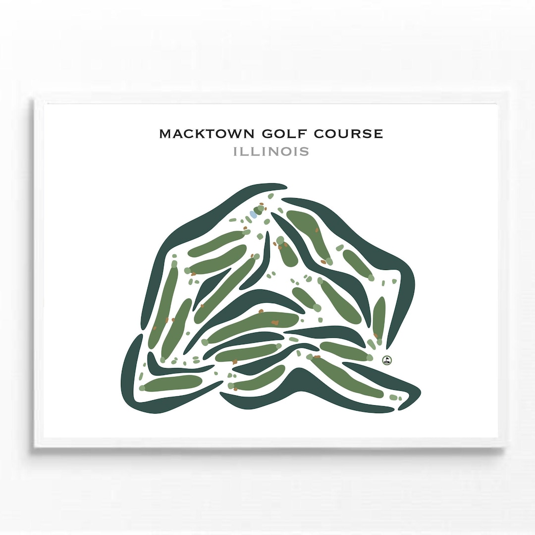 Macktown Golf Course IL Golf Course Map Canvas Golf Map Wall Art