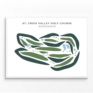 St. Croix Valley-golfbaan, Wisconsin | Golfbaankaart, golfkaart, golfer cadeau voor hem, scorecard, cadeau golfer vriendje, kunstdruk INGELIJST