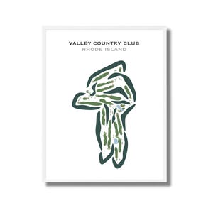 Valley Country Club, RI | Golfbaankaart, golfkaart, golfer cadeau voor hem, scorecardlay-out, cadeau golfer vriendje, kunstdruk INGELIJST