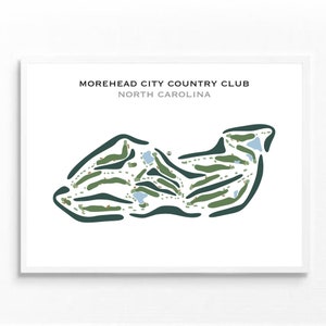 Morehead City Country Club, NC | Golfbaankaart, golfkaart, golfer cadeau voor hem, scorekaartlay-out, cadeau golfer vriendje, kunstdruk INGELIJST