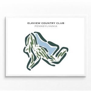 Elkview Country Club, PA / Mapa del campo de golf, mapa de golf, regalo de golfista para él, diseño de tarjeta de puntuación, regalo de novio golfista, impresión artística SIN MARCO