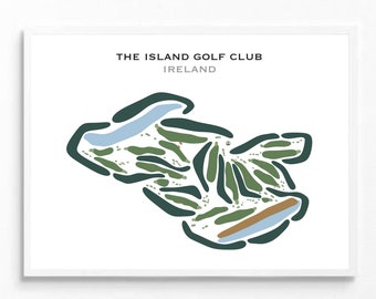 The Island Golf Club, Ireland Wall Art | Golf Course Map, Golfer Dad Gift For Him, Golfer Boyfriend Gift, Golfing Art Print, Golf Lover Gift