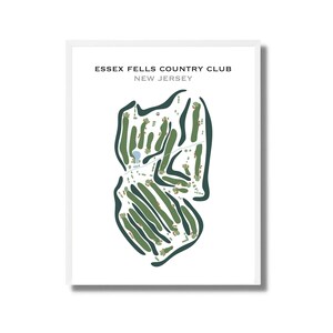 Essex Fells Country Club, NJ / Mapa del campo de golf, mapa de golf, regalo de golfista para él, diseño de tarjeta de puntuación, regalo de novio golfista, impresión artística SIN MARCO