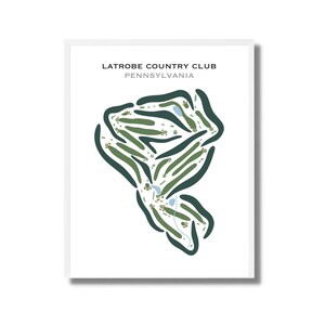 Country Club de Latrobe, Pennsylvanie | Carte du parcours de golf, carte du golf, cadeau golfeur pour lui, mise en page de la carte de score, cadeau petit ami golfeur, impression d'art sans cadre