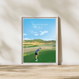 Golfclubafdrukken - Soldier Hollow-golfbaankaart Utah | Signature Hole Art Decor voor kantoormuren | Golfbaanmemorabilia voor golfliefhebbers