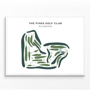 The Pines Golf Club, Alabama | Golfbaankaart, golfkaart, golfer cadeau voor hem, scorecardlay-out, cadeau golfer vriendje, kunstdruk INGELIJST