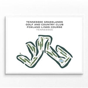 Golf- en countryclub Tennessee Grasslands - Foxland Links Course, TN | Golfbaankaart, cadeau, cadeau golfer vriendje, kunstdruk INGELIJST