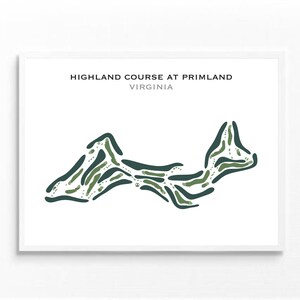 Highland-Platz in Primland, VA | Golf Platz Karte, Dekor, Golfspieler Geschenk, Scorekarte Layout, Golfspieler Freund Geschenk, Kunstdruck UNGERAHMT