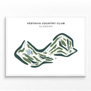 Vestavia Country Club, Alabama | Golfbaankaart, golfkaart, golfer cadeau voor hem, scorecardlay-out, cadeau golfer vriendje, kunstprint INGELIJSTE