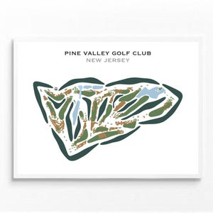 Pine Valley Country Club, NC Golfbaanafdrukken| Woondecoratie golfbaan kaart, golfer cadeau voor hem haar, cadeau golfer minnaar, ingelijste en canvaskunst