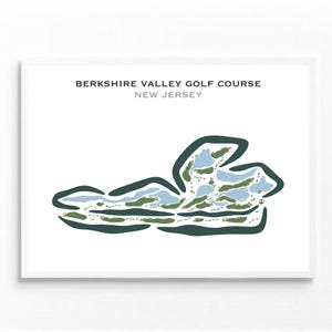 Berkshire Valley-golfbaan, New Jersey | Golfbaankaart, decor, golfer cadeau voor hem, scorecardlay-out, cadeau golfer vriendje, kunstdruk INGELIJST