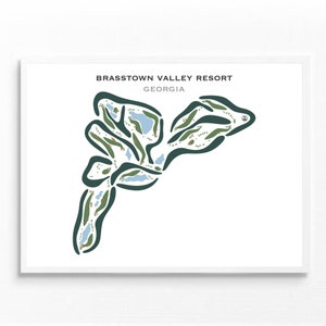 Brasstown Valley Resort, Georgia | Golfbaankaart, golfkaart, golfer cadeau voor hem, scorecardlay-out, cadeau golfer vriendje, kunstdruk INGELIJST