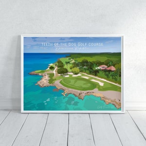 Zähne des Hundes Golf Platz Drucke, Dominikanische Republik Signature Hole Golf Poster, Sport Geschenk für Papa, Golf-Liebhaber Geschenk, Jubiläumsgeschenk