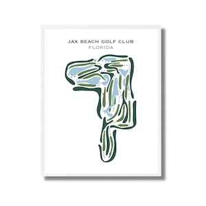 Jax Beach Golf Club, Florida | Golfbaankaart, golfkaart, golfer cadeau voor hem, scorecardlay-out, cadeau golfer vriendje, kunstdruk INGELIJST